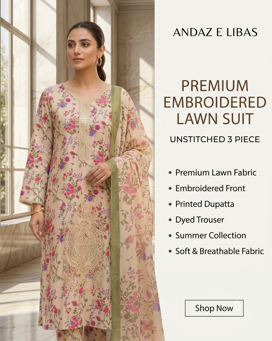 IZNIK AE715 Embroidered Floral Lawn Suit – 3 Piece Unstitched
