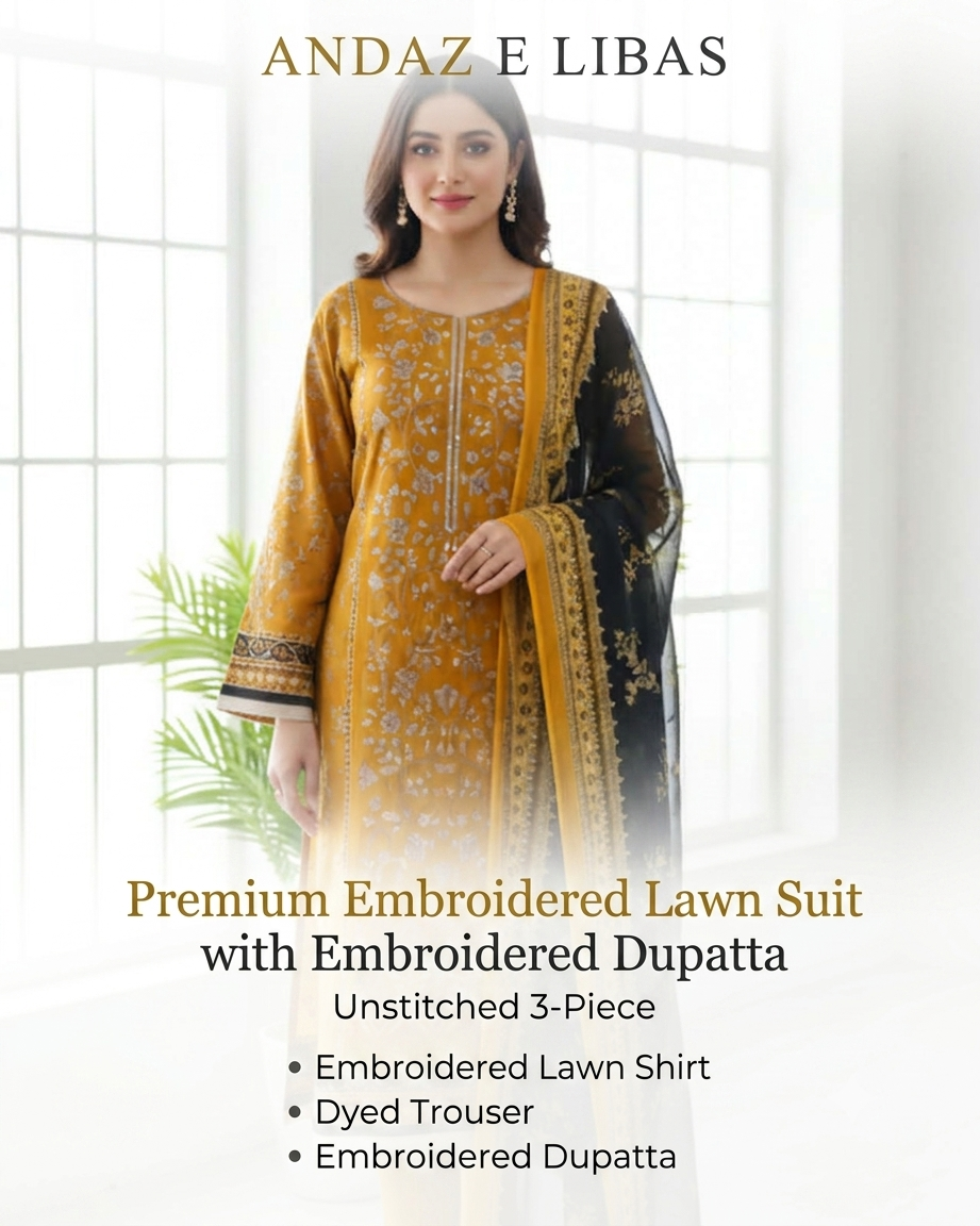 Maria B Mbroidered AE-695 Embroidered Lawn Suit – 3 Piece Unstitched