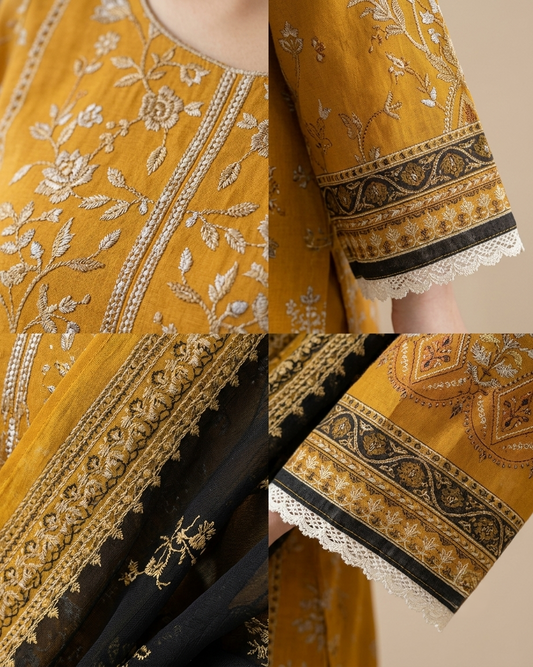 Maria B Mbroidered AE-695 Embroidered Lawn Suit – 3 Piece Unstitched