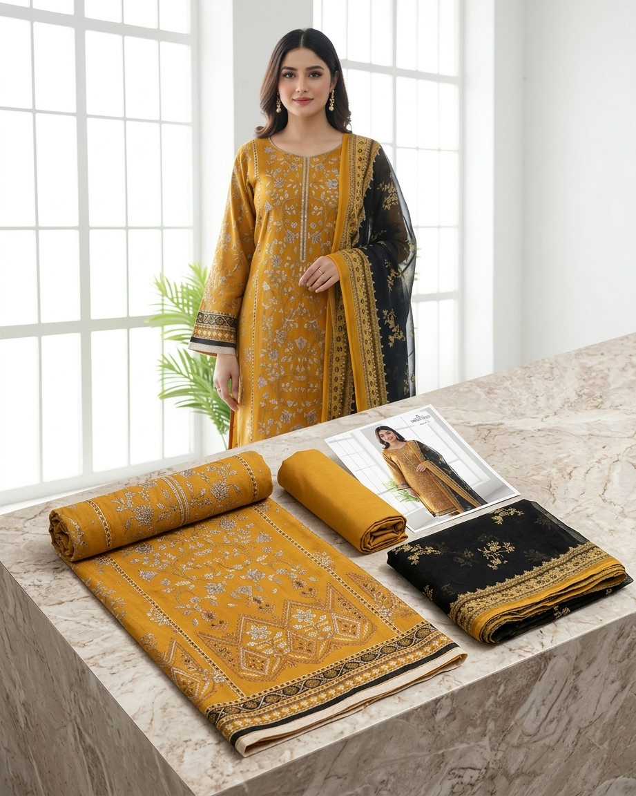 Maria B Mbroidered AE-695 Embroidered Lawn Suit – 3 Piece Unstitched