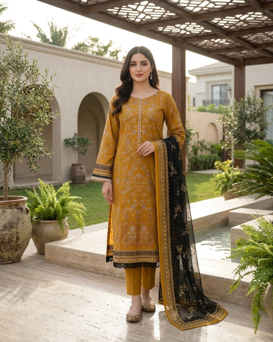 Maria B Mbroidered AE-695 Embroidered Lawn Suit – 3 Piece Unstitched