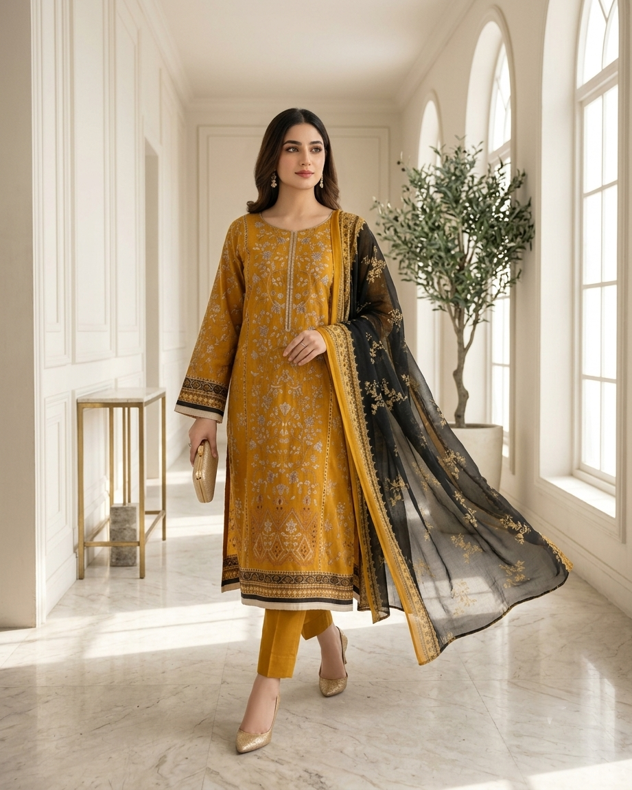 Maria B Mbroidered AE-695 Embroidered Lawn Suit – 3 Piece Unstitched